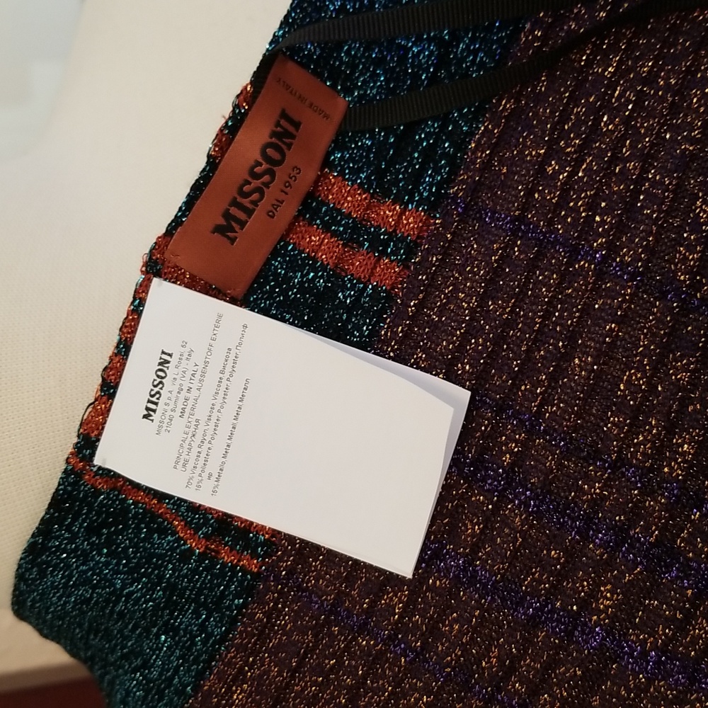 Missoni Metallic Ribbed Knit Bandana Scarf - Picture 6 of 14